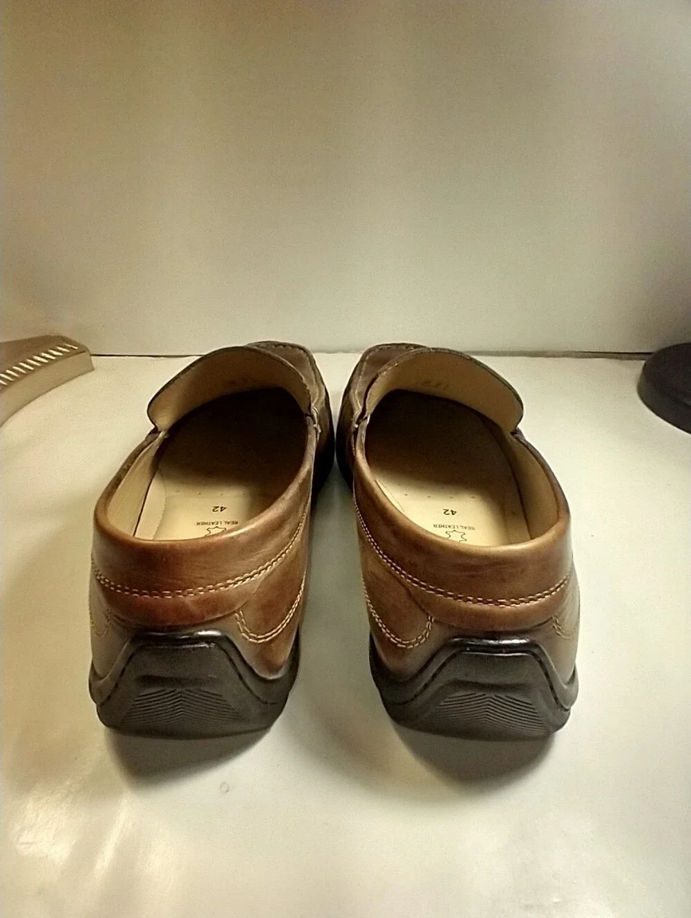 Ecco Classic Moc 2.0 Brown Leather Driving Loafers Shoes Men's sz 8(42).